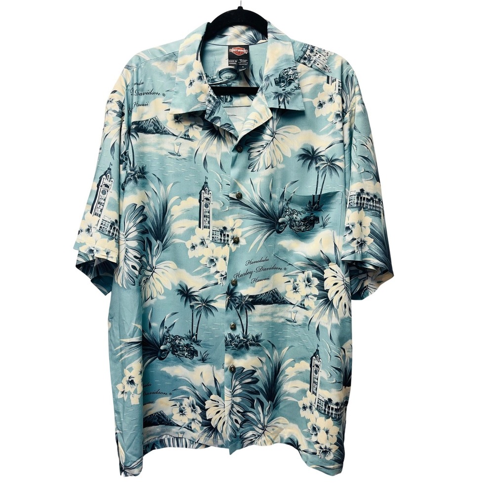 Harley-Davidson Shirt XL Honolulu Hawaii Aloha Scenic Biker Tropical Collectible